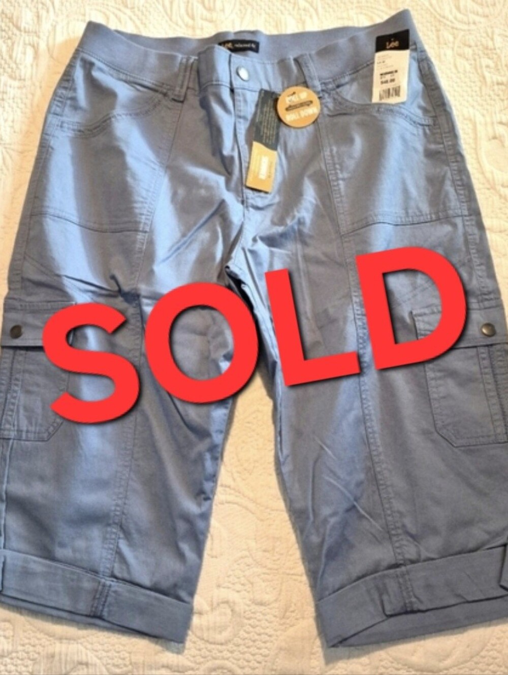 Lee women's size 14 light blue relaxed fit capri skimmer pants NWT